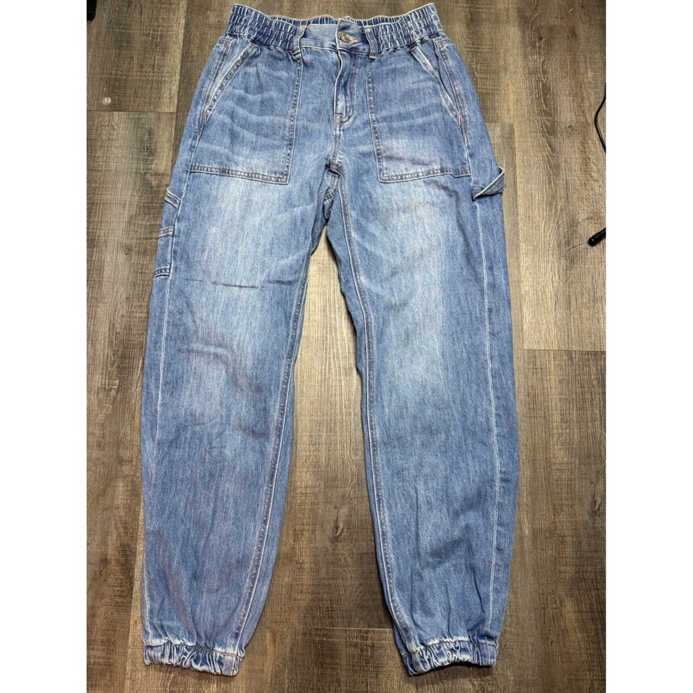 American Eagle Womens Utility Jogger Jeans Light Wash Carpenter Denim Size 4